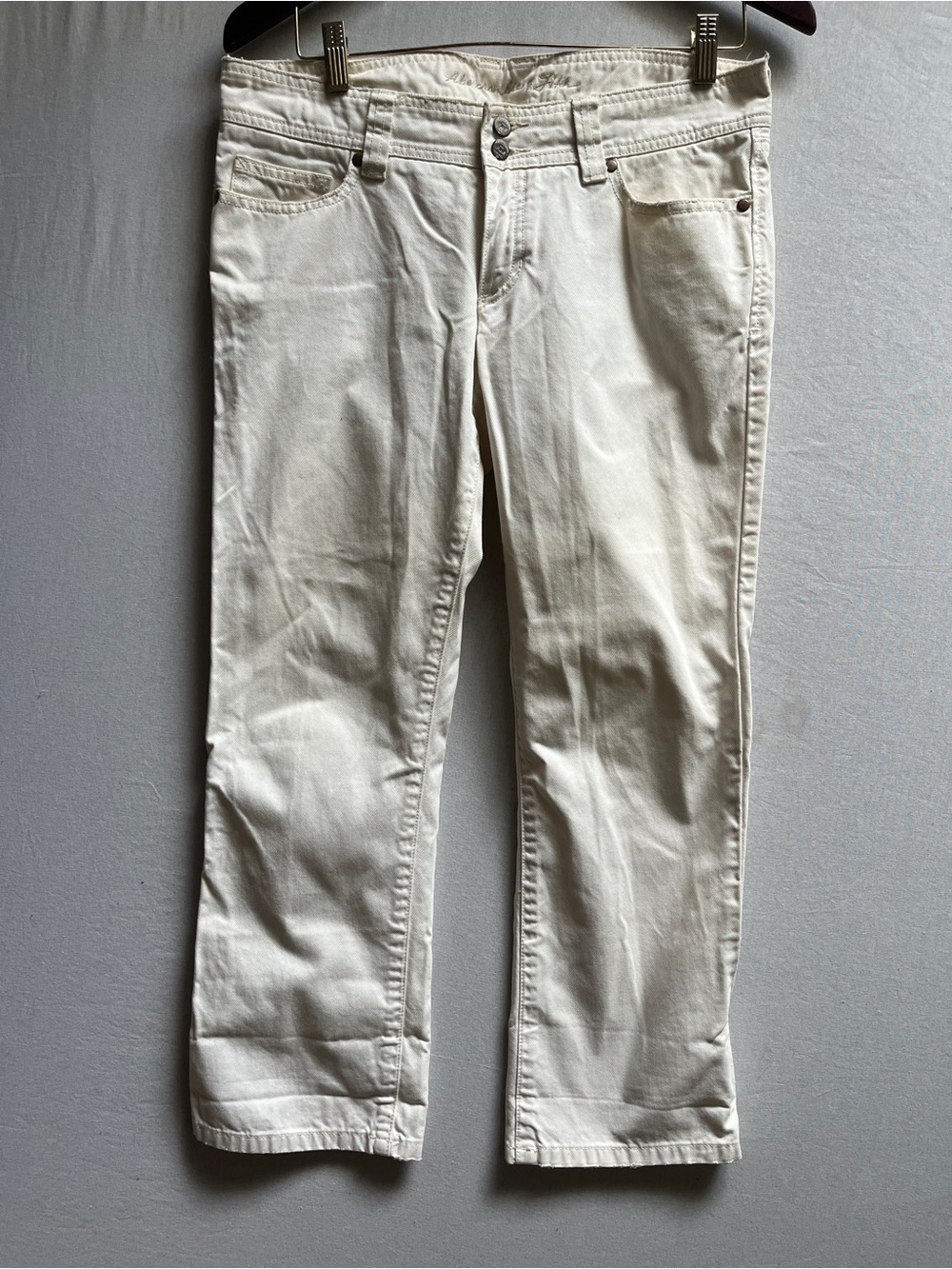 Abercrombie & Fitch Vintage Y2K White Denim Jeans Double Button Low Rise Sz 6 33